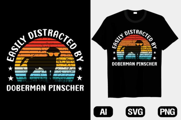 Easily Distracted by Doberman T-shirt Designs for Brands
