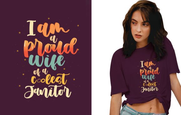 Proud Wife Typography Tshirt Design Review