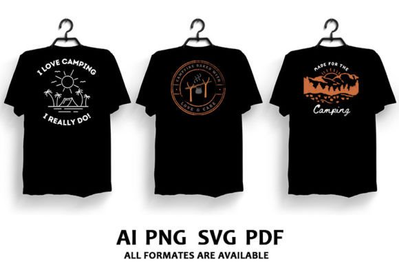 Wild Camping T-shirt Design Bundle V.4: Perfect for Graphics and T-Shirt Designs